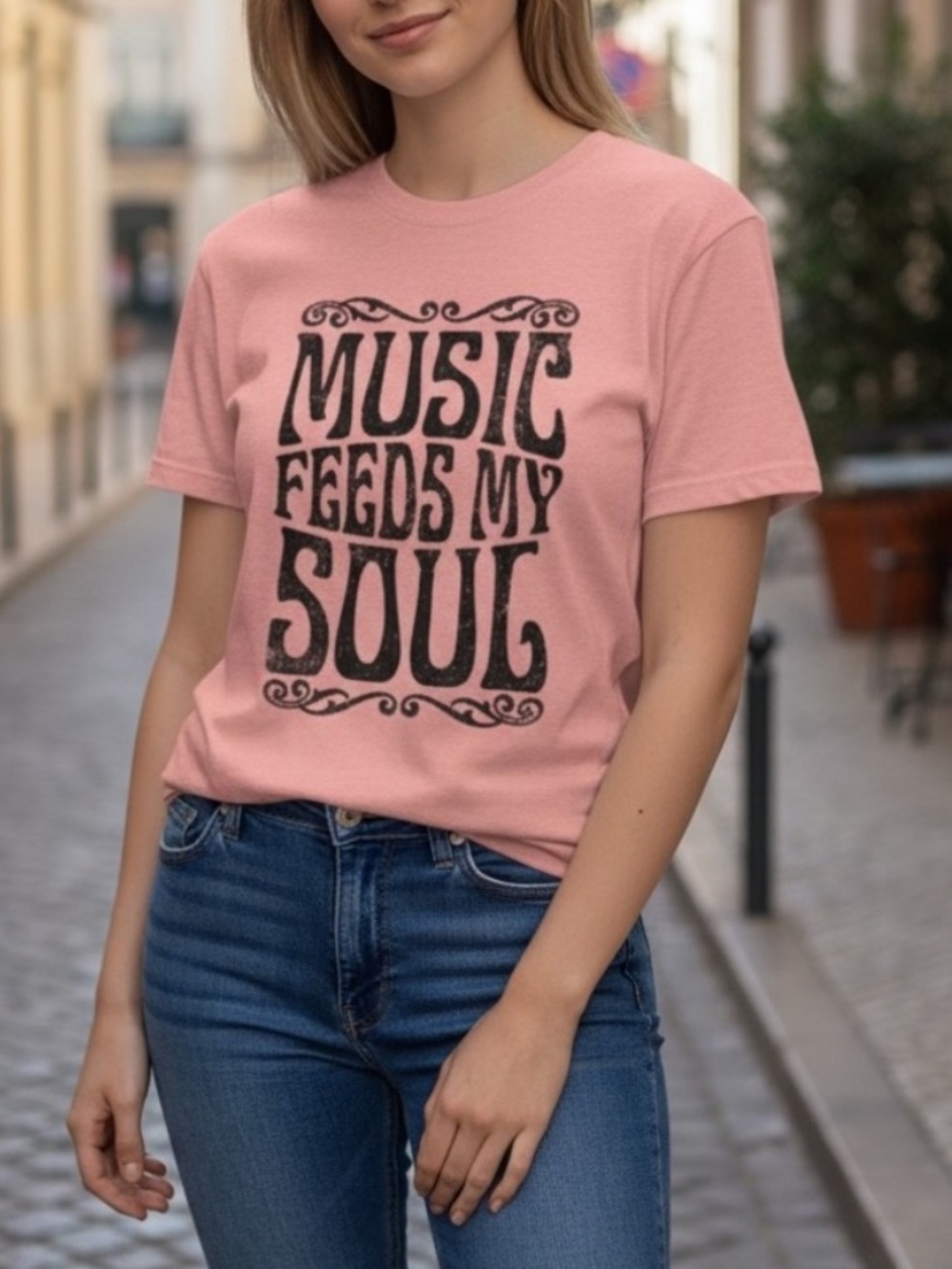 NEW• MUSIC FEEDS MY SOUL VINTAGE SOFT TOP• XL-2X